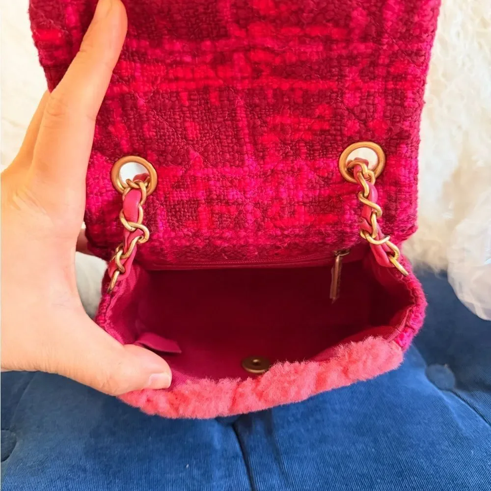CHANEL Vibrant Pink Shearling Mini Bag